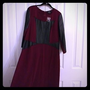 NWOT Dennis Basso Vegan Leather Insert Dress